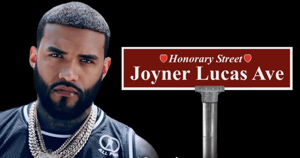 Joyner Lucas Worcester with chain around his neck