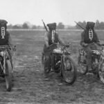 WWI motorcycle message carriers training on the Homefront. From National Archives