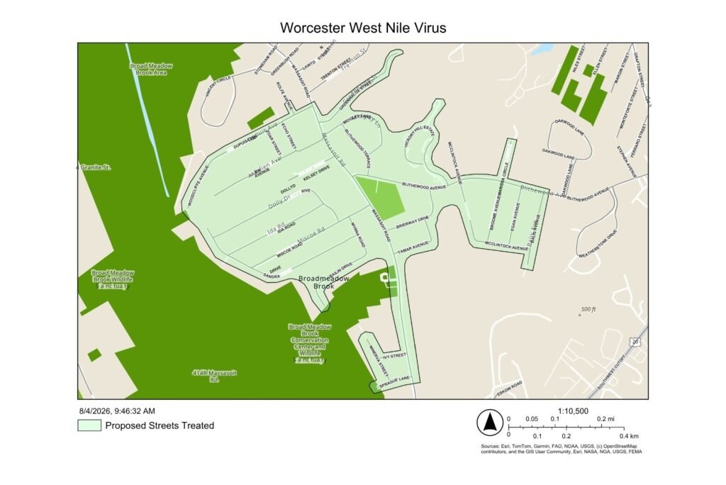 West Nile Virus Detected in Worcester Mosquito Sample, Spraying Planned for Thursday